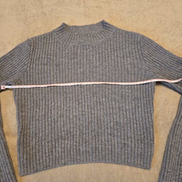 BRANDY MELVILLE Women's Wool Blend Mock Neck Grey Ribbed Knit Sweater Size XS/S - Picture 7 of 8